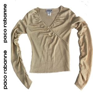 PACO RABANNE Gold metallic v neck